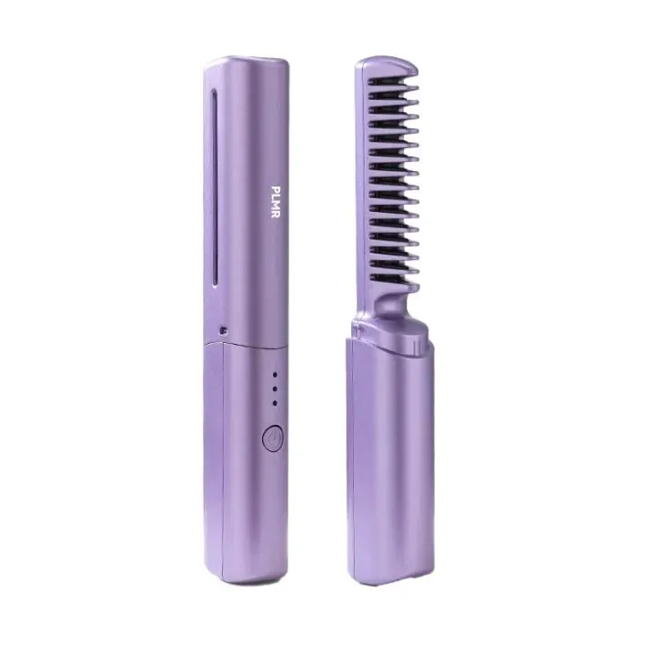 Rechargeable Mini Hair Straightener,2 in 1 Professional Lazy Portable USB Wireless Hair Straightener Comb, Three-Temperature Adjustment Hair Straightener, Anti-Scald Hair Straightener Comb
